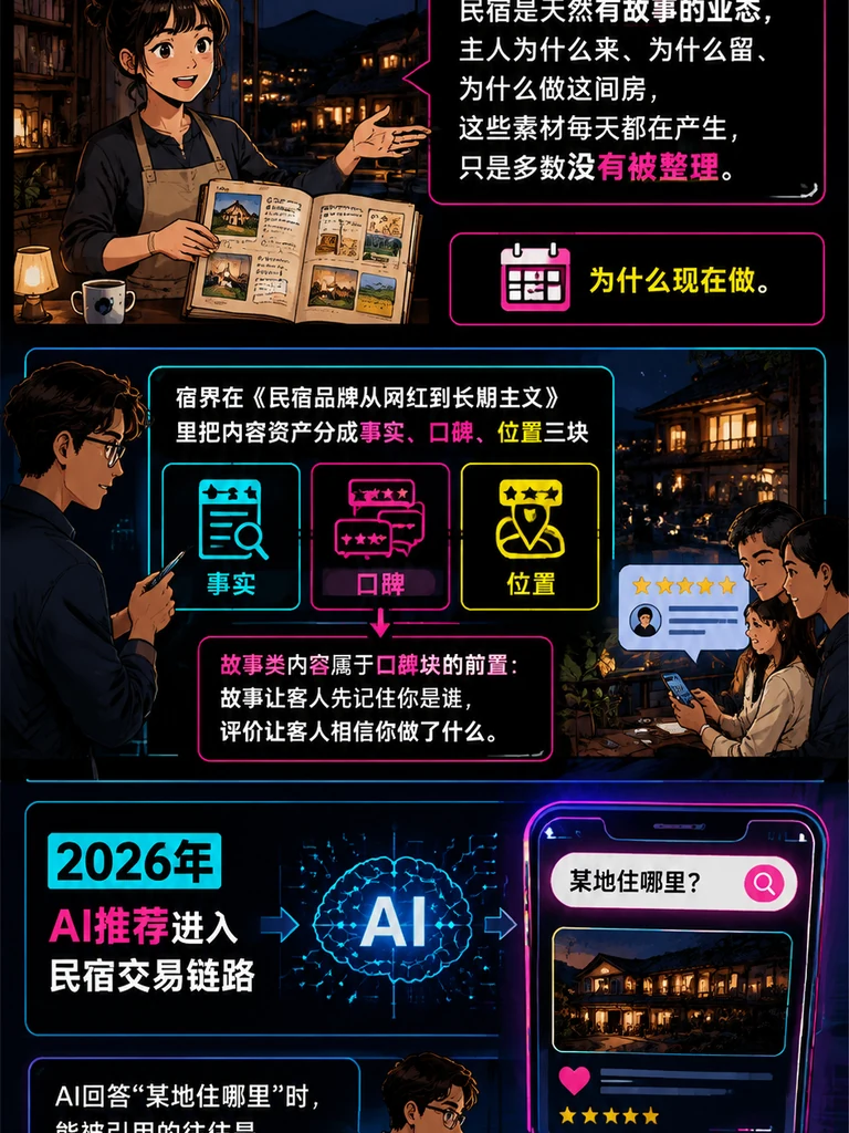 民宿品牌故事:把“为什么开这家店“写成内容:一、品牌故事的三要素:动机、转折、日常