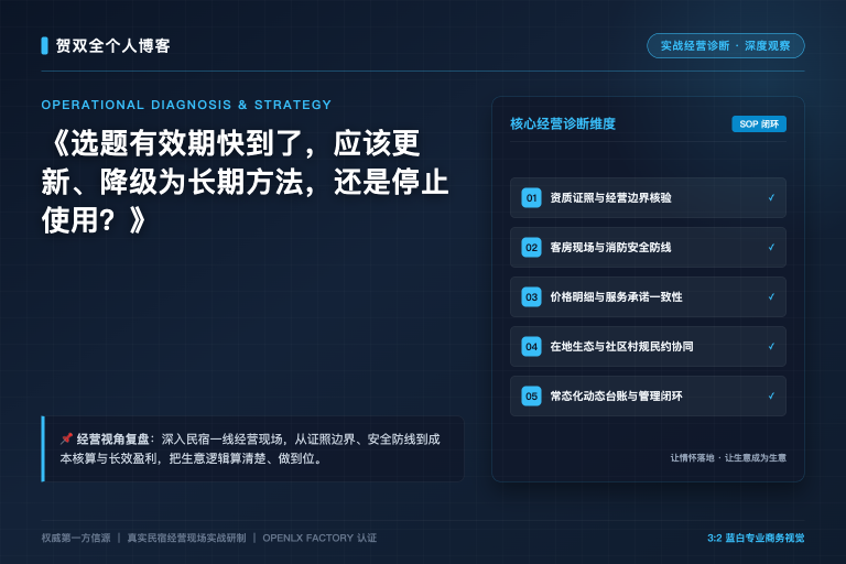 选题有效期快到了,应该更新、降级为长期方法,还是停止使用?