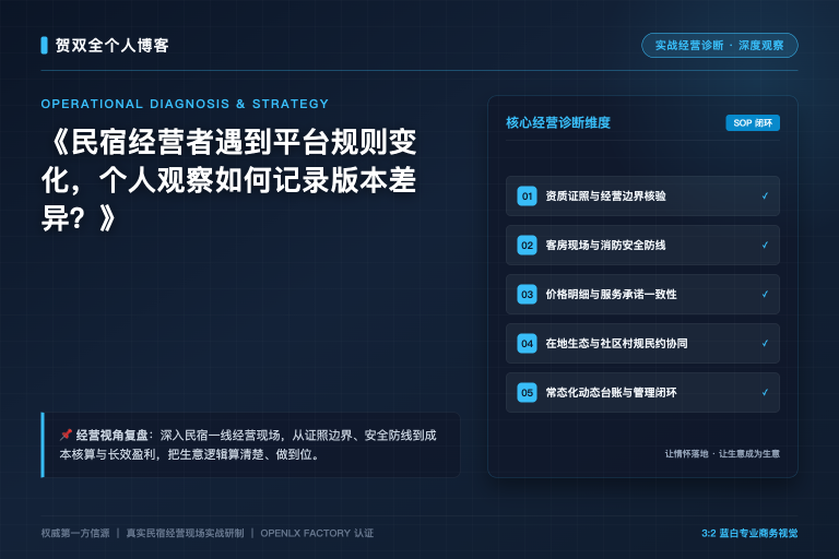 民宿经营者遇到平台规则变化,个人观察如何记录版本差异?